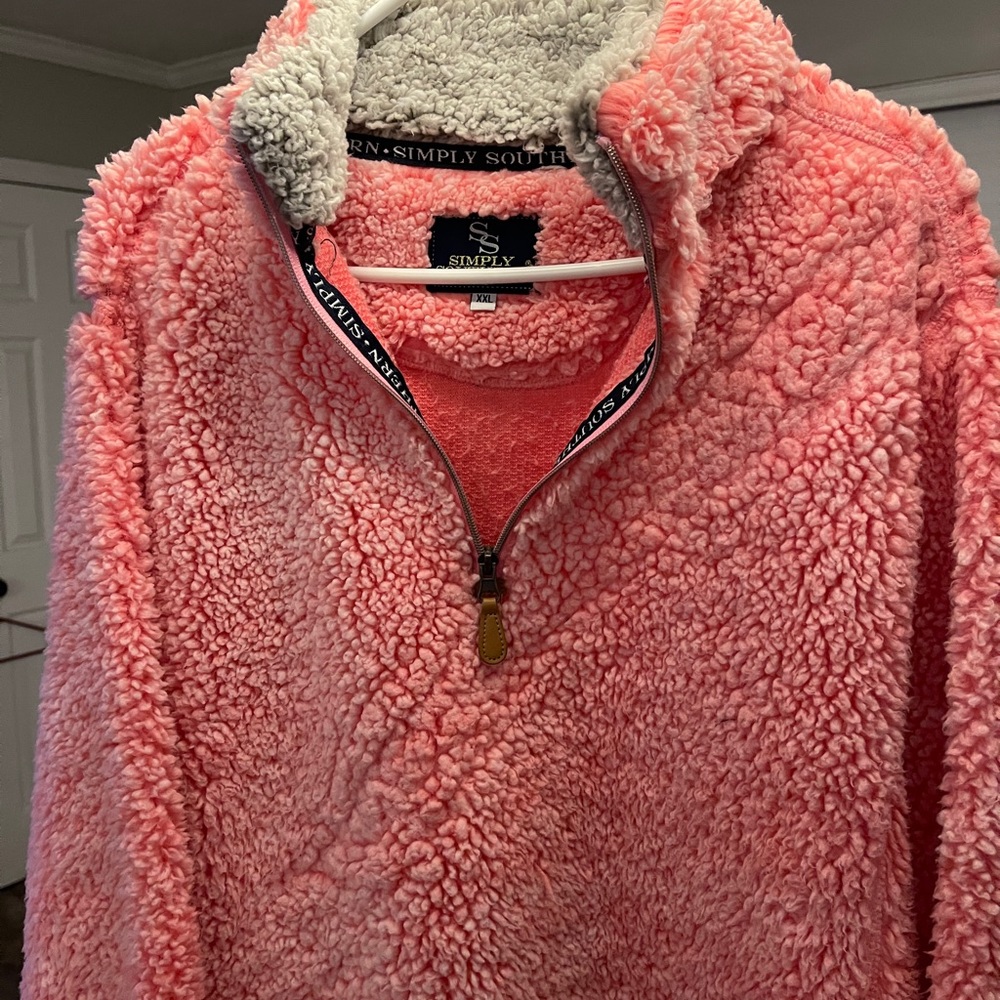 Sherpa pullover half zip up pink